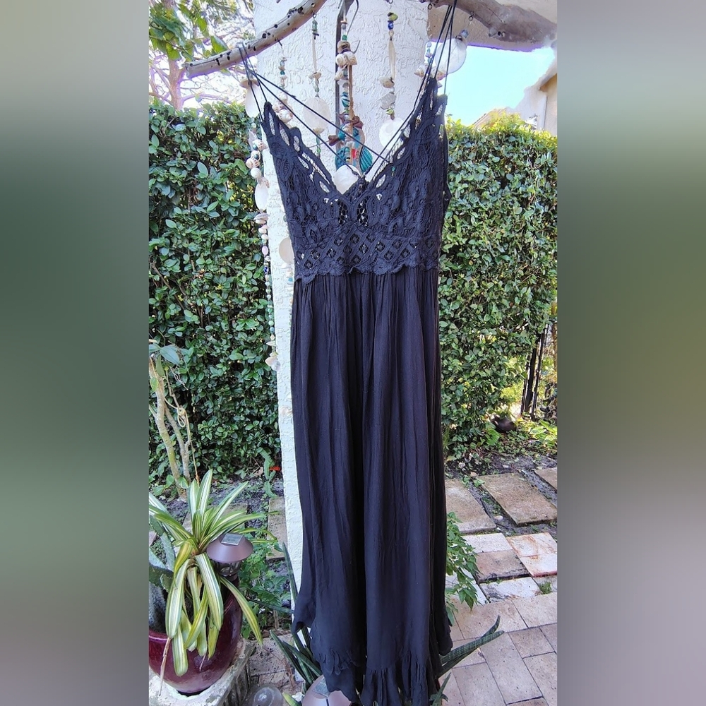 NEW Free People Adella Maxi Dress Dark Blue S - Picture 8 of 11